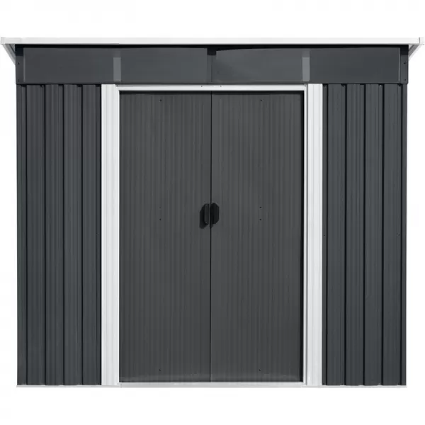 Zahradní domek kovový 2,4 x 2,8 m s pultovou střechou antracit Riwall RMSP 9x8 Anthracite LUX