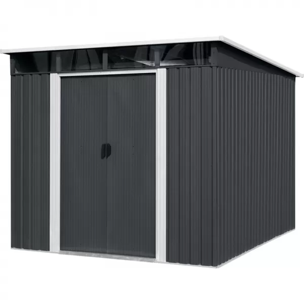Zahradní domek kovový 2,4 x 2,8 m s pultovou střechou antracit Riwall RMSP 9x8 Anthracite LUX