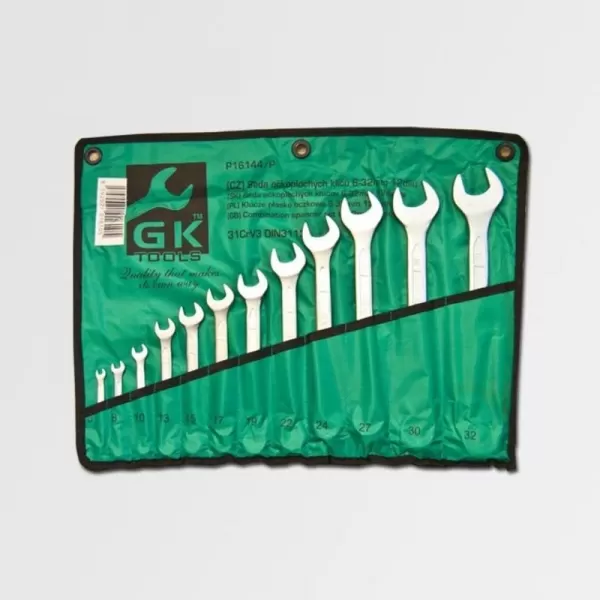 12-ti dílná sada očkoplochých klíčů DIN3113 31CrV3 GK TOOLS P16144/P
