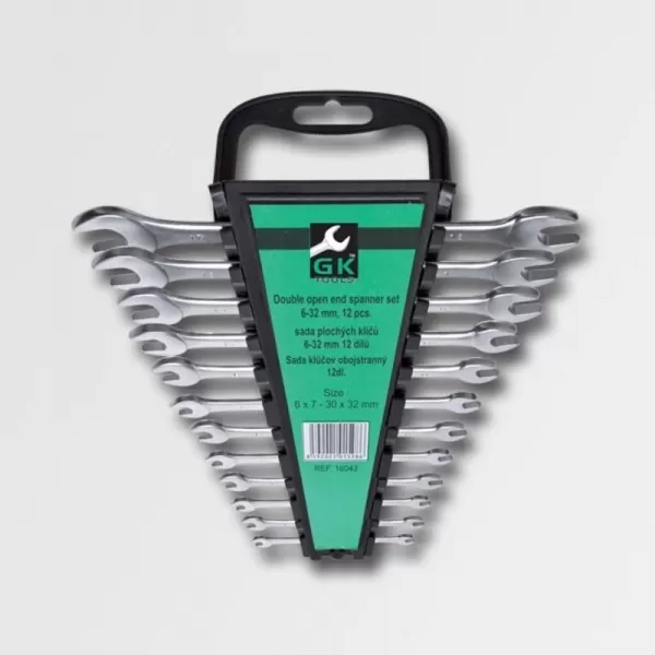 12-ti dílná sada plochých klíčů DIN3110 31CrV3 matné GK TOOLS P16043