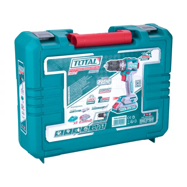 Aku vrtací šroubovák s příklepem 20V 2x2,0Ah Total TIDLI20602E