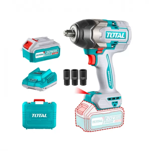 Aku rázový utahovák 20V 2x4,0Ah Industrial Total TIWLI2085
