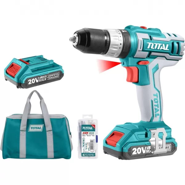 Aku vrtací šroubovák s příklepem 20V 2x2,0Ah v tašce Total TIDLI2002E