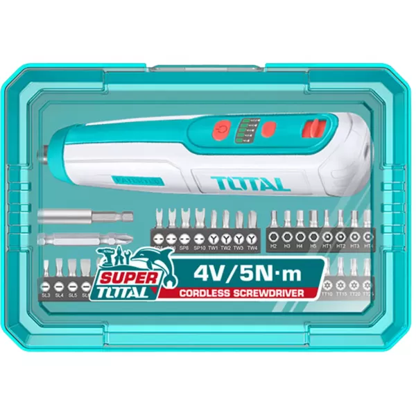 Aku mini šroubovák 4V/1,3 Ah se sadou bitů Total TSDLI04062