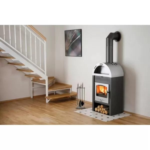 Krbová kamna antracit, dvířka a víko stříbrné Haas+Sohn VAASA Plus III