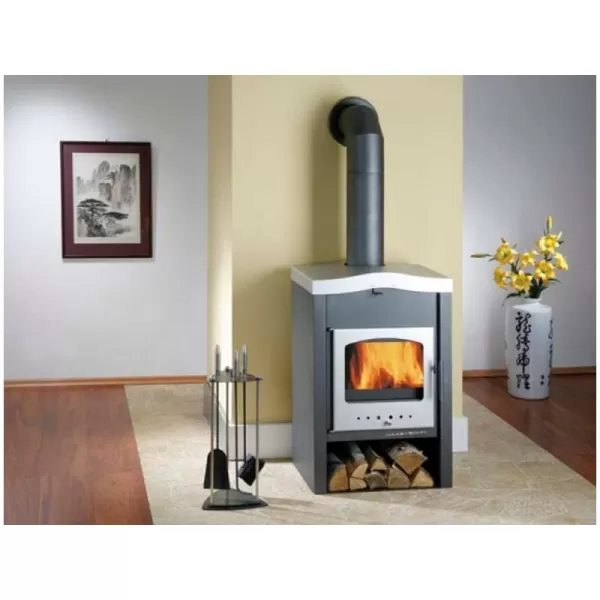 Krbová kamna antracit, dvířka a víko stříbrné Haas+Sohn VAASA Plus V