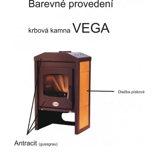 Krbová kamna HS FLAMINGO VEGA - žlutá