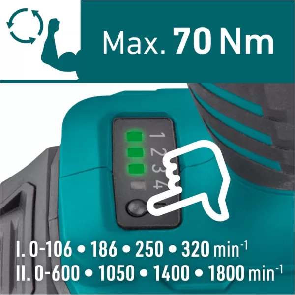 Aku vrtací šroubovák s příklepem 20V/2x2,0 Ah SHARE20V Extol Industrial 8791804