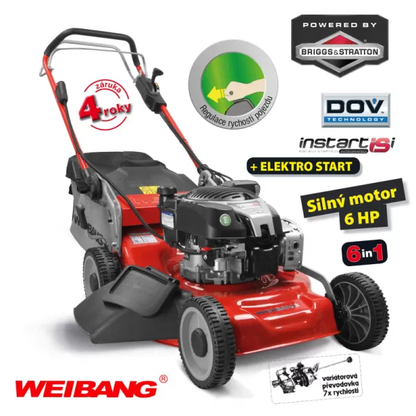 Benzínová sekačka s pojezdem Weibang WB 506 SBVE DOV 6in1