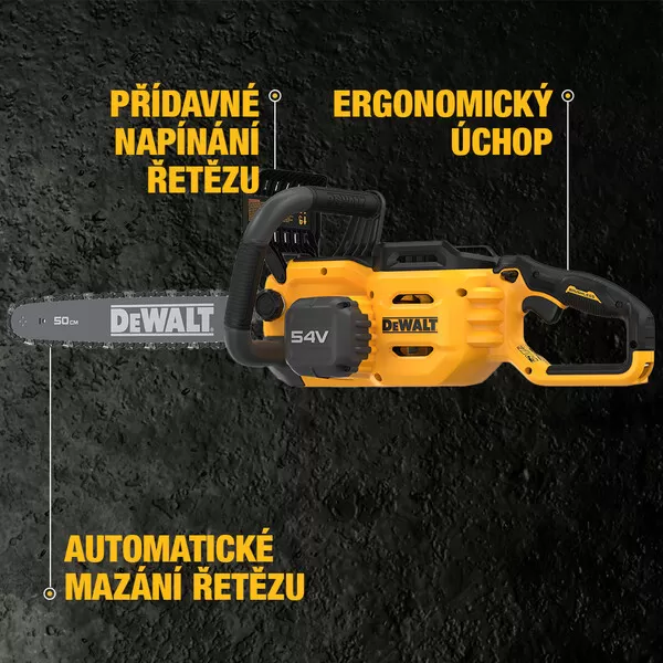 Aku řetězová pila 50 cm FLEXVOLT 54V 1x9,0Ah kufr pilník DeWALT DCMCS575X1