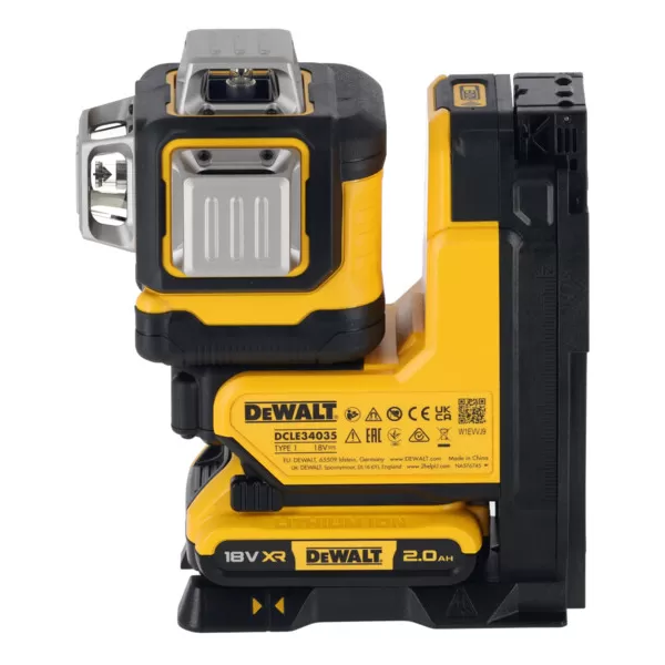 Aku multiline laser zelený 3x360° s dálkovým ovládáním 18V 1x2,0Ah DeWALT DCLE34035D1