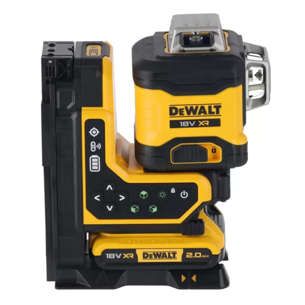 Aku multiline laser zelený 3x360° s dálkovým ovládáním 18V 1x2,0Ah DeWALT DCLE34035D1