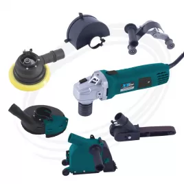 Úhlová bruska s regulací 125mm, 1400W + 6 nástavců na brusku XTline XT105135