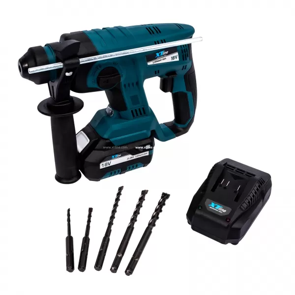Aku kladivo SDS PLUS, 5,0Ah + sada vrtáků Xtline XT102840-1B5B