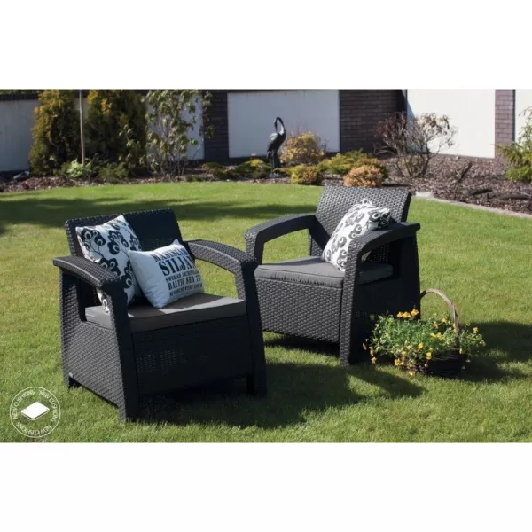 Zahradní nábytek Keter Corfu duo set dvou křesel grafitový 610347