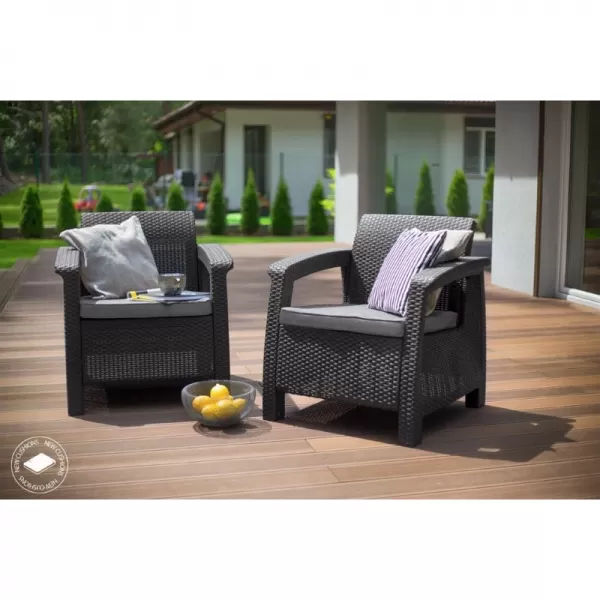 Zahradní nábytek Keter Corfu duo set dvou křesel grafitový 610347