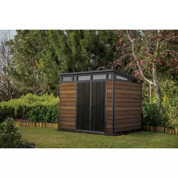 Zahradní domek 9x7 Walnut, s podlahou Keter PENT Signature