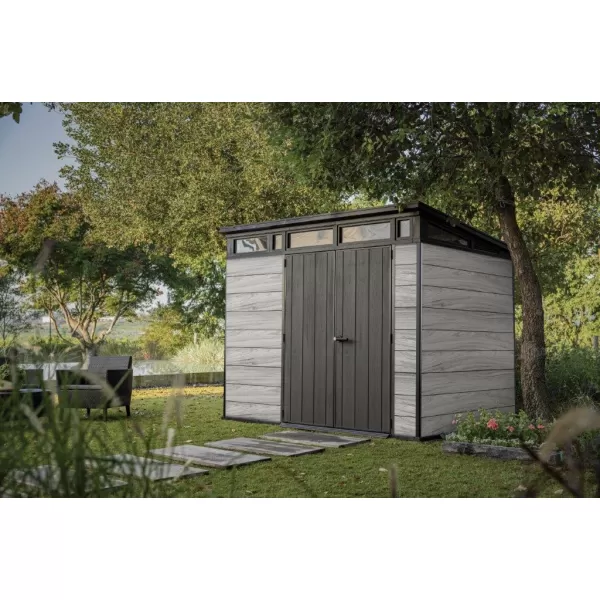 Zahradní domek 9x7 Storm Grey, s podlahou Keter PENT Signature 612039