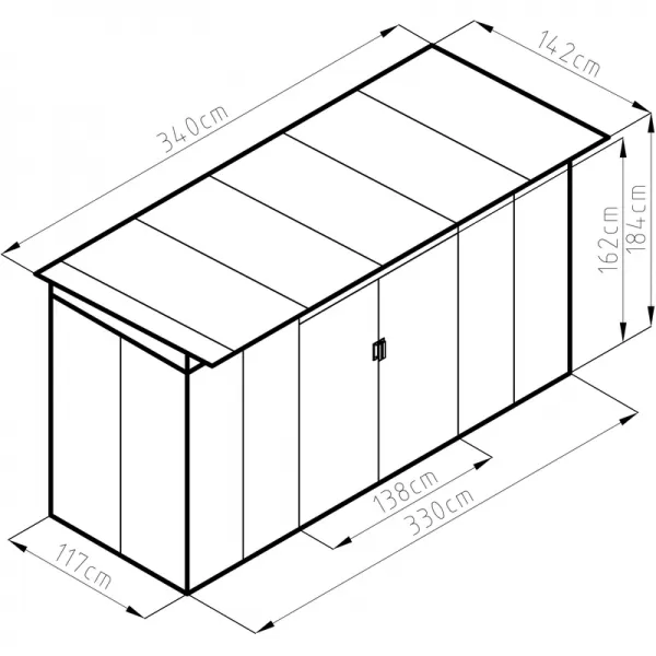 Zahradní domek G21 GRAH 483 - 340 x 142 cm, antracitový 6390091