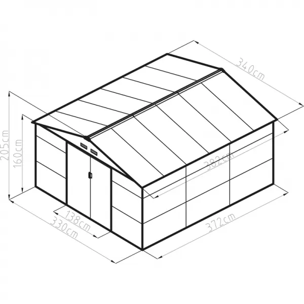 Zahradní domek G21 GAH 1300 - 340 x 382 cm, antracitový 63900695