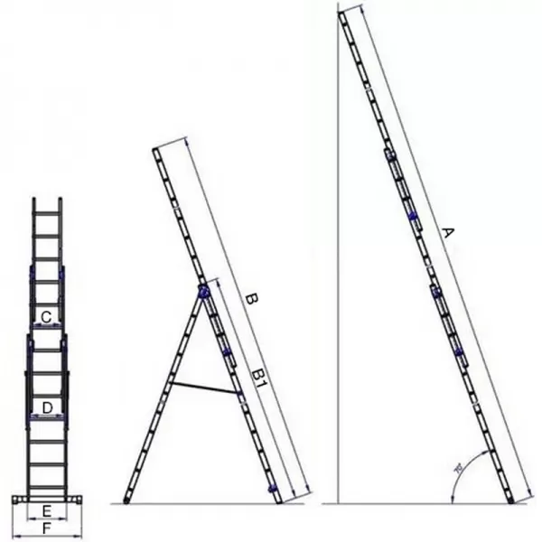 Žebřík G21 třídílný 7,6m 3x11 příček 6390389